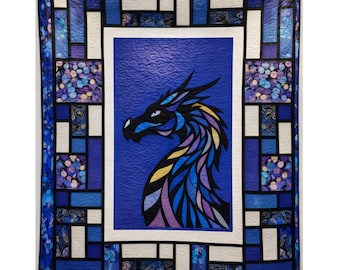 Stained Glass Dragon Quilt Pattern PDF – 66"x78" – Easy Appliqué Quilt – No Overlap Pieces – Full Size Templates – A4, US Letter, A0. Video