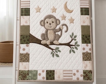 Merry Monkey Baby Quilt Pattern PDF | Nursery Quilt Pattern| A4, US Letter & A0 Pattern|Scaled Template
