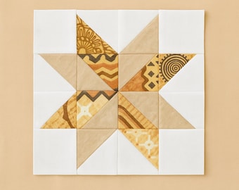 Pinwheel Star Quilt Block Pattern, Beginner Friendly (Digital Download)