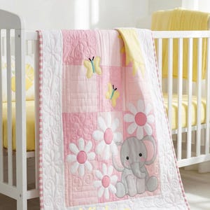 Sweet Elephant Baby Appliqué Quilt PDF Pattern|Video Tutorials| Beginner digital download