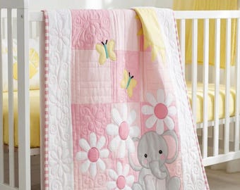 Sweet Elephant Baby Appliqué Quilt PDF Pattern|Video Tutorials| Beginner digital download