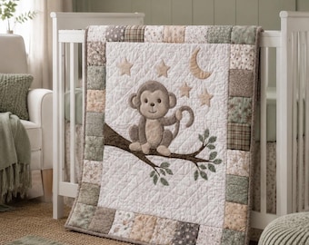 Merry Monkey Baby Quilt Pattern PDF | Nursery Quilt Pattern| A4, US Letter & A0 Pattern|Scaled Template
