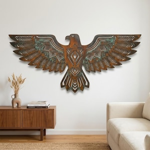 Rustic Metal Eagle Wall Art, Southwestern Native American Decor, Tribal Rustic Home Decor
