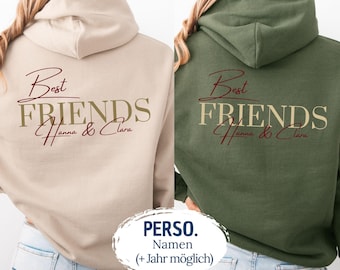 Geschenkidee beste Freundin, Besties Geschenk, Sweatshirt & Hoodie personalisiert mit Namen, Partner Sweater Partnerlook Best Friends Outfit