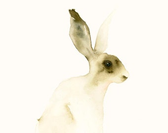 Hare Large Watercolor Art Print - Woodland Animal Wall Art