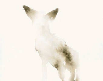 Animal Watercolor Artwork Snow Dog Fine Art Print from Original Watercolor