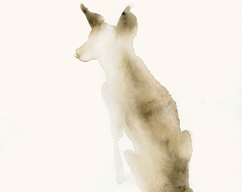 Animal Watercolor Artwork Snow Dog Fine Art Print from Original Watercolor