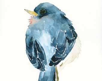 Blue Bird Art Card, Blank Greeting Card