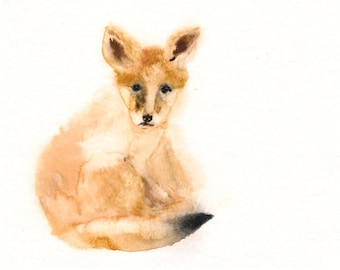 Fox Original Watercolor Painting - Woodland Animal Wall Decor, Original Art