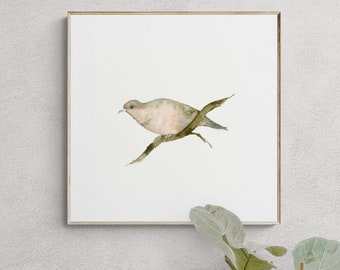 Taube Aquarell Kunstdruck - Vogel Wanddeko, Vogel Geschenk