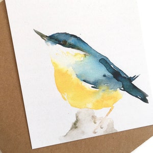 Carte postale oiseau Sittelle, oiseau de jardin, ensemble de cartes postales, carte postale aquarelle, cartes durables
