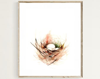 Birds Nest Art Print from Original Watercolor Painting