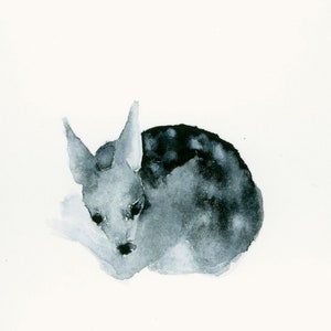 Kleine hertenkunstprint naar originele aquarel