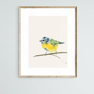 Bird Watercolor Art Print Blue Tit Garden Bird Wall Decor image 3