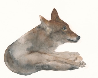 Wolf Original Watercolor Painting