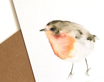 Robin de carte postale d’oiseau, oiseau de jardin, ensemble de cartes postales, carte postale aquarelle, cartes durables