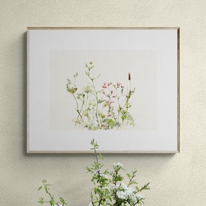 Aquarell Wildblumen Kunstdruck 15x20 cm mit Gräsern, zarte florale Illustration auf Künstlerpapier, Naturmotiv Wandbild, Geschenk