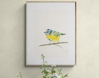 Bird Watercolor Art Print Blue Tit - Garden Bird Wall Decor