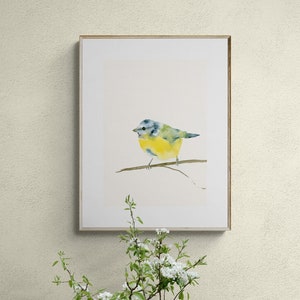 Bird Watercolor Art Print Blue Tit Garden Bird Wall Decor image 1