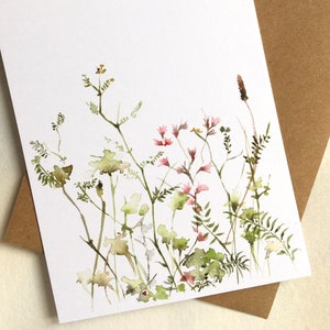 Spring Postcard, Greeting Cards Easter, Flower Meadow Watercolor image 2