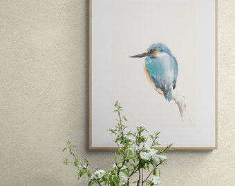 Kingfisher Watercolor Painting - Art Print for Bird Lover