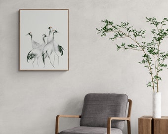 Cranes Wall Art - Large Bird Watercolor Art Print