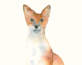 Fox Watercolor Print - Woodland Nursery Decor