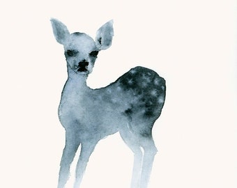 Deer Fawn Watercolor Art Print - Woodland Animals Wall Decor