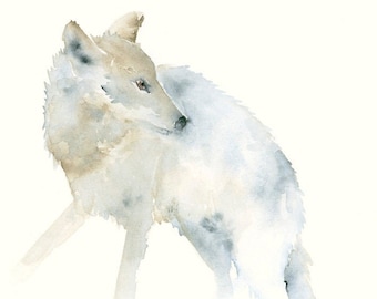 Wolf Aquarell Kunstdruck - Waldtiere Wand Deko