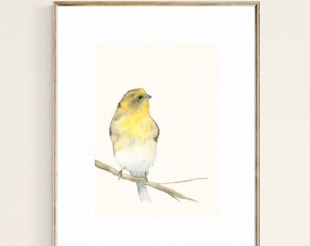 Yellow Bird, Finch Watercolor Art Print