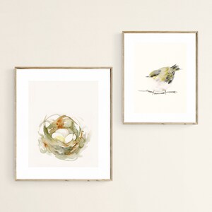 Birds Nest Watercolor Art Print Neutral Wall Art image 6