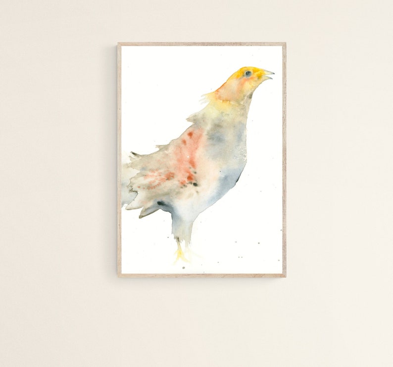 Bird Watercolor Art Print Partridge Unique Bird Art image 1