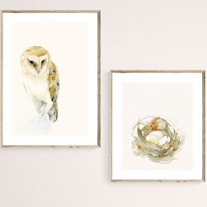 Birds Nest Watercolor Art Print Neutral Wall Art image 7