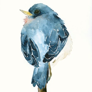 Blue Bird Watercolor Art Print Bird Wall Art image 4