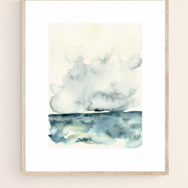 Meer und Wolken Kunstdruck nach Original Aquarell - Landschaft Wand Deko