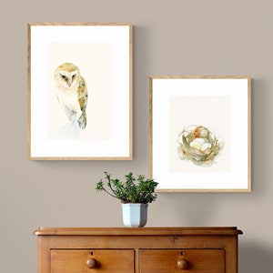 Birds Nest Watercolor Art Print Neutral Wall Art image 5