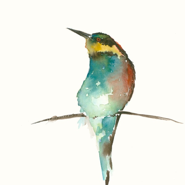 Watercolor Bird Art Print Bee Eater