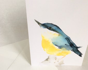 Bird Art Card Nuthatch Blank Greeting Card