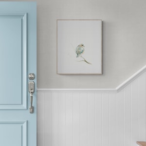 Blue and Orange Bird Pastel Blue Wall Art image 4