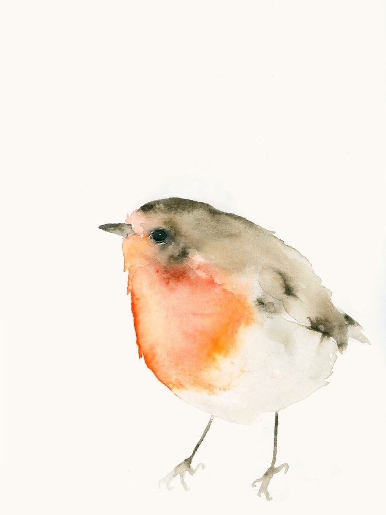 Red Robin Bird Watercolor Art Print image 1