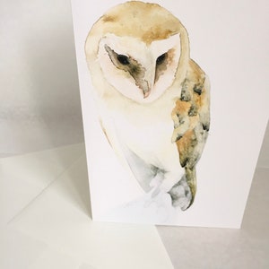 Bird Watercolor Card Barn Owl