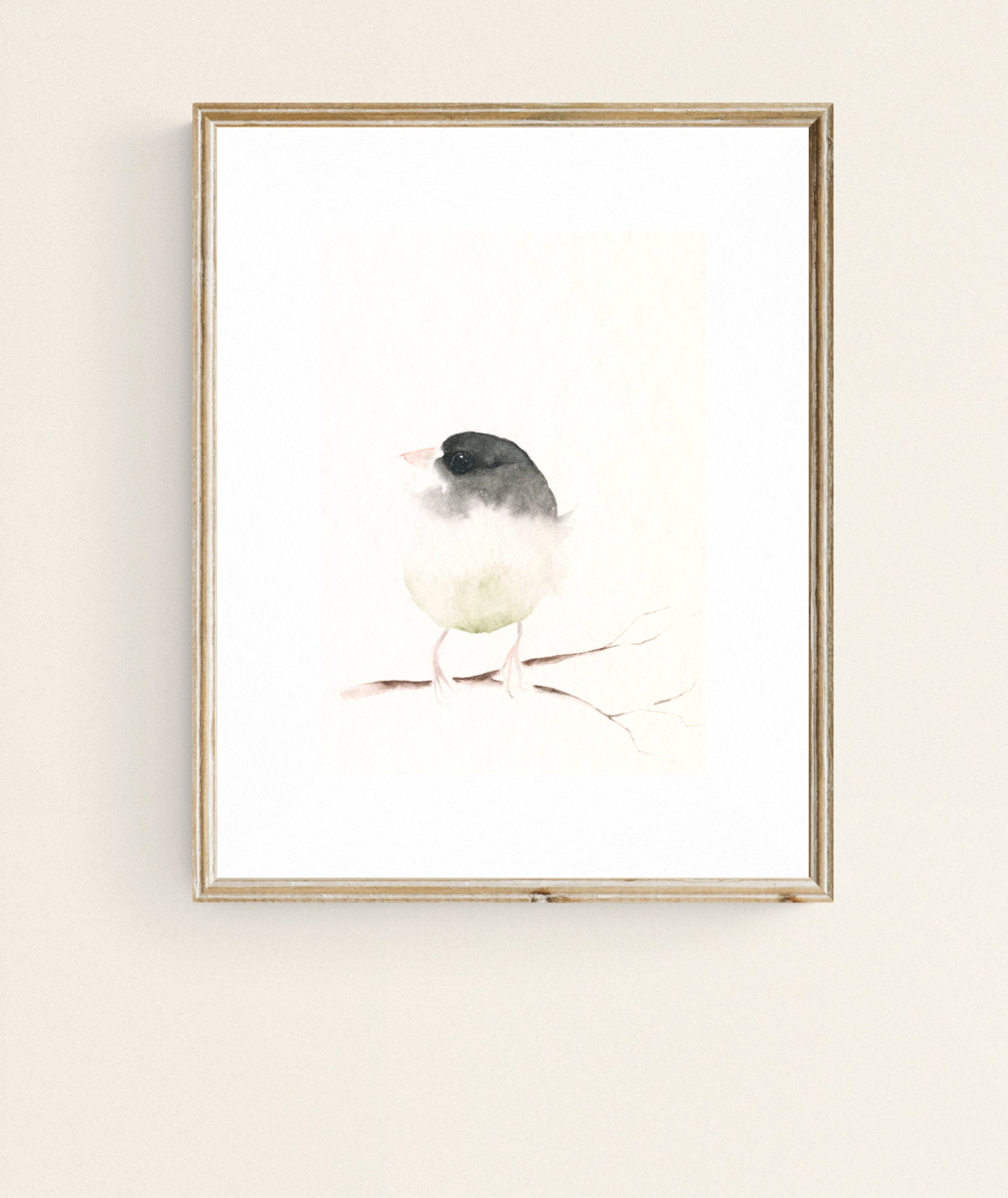 オリジナルの鳥水彩リトルグリーンバード 鳥のギフトオリジナルアート 