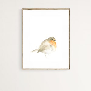 Robin Watercolor Art Print Gardenbird Wall Decor image 2