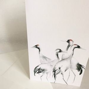 Blanko Kunst Grußkarte Vier Kraniche