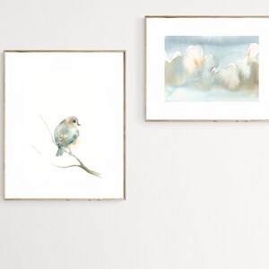 Blue and Orange Bird Pastel Blue Wall Art image 7