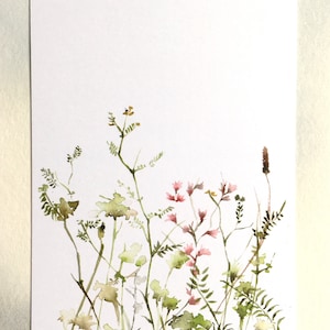 Carte postale Wild Meadow, Cartes postales de fleurs, Cartes postales nature, Ensemble de cartes postales aquarelle