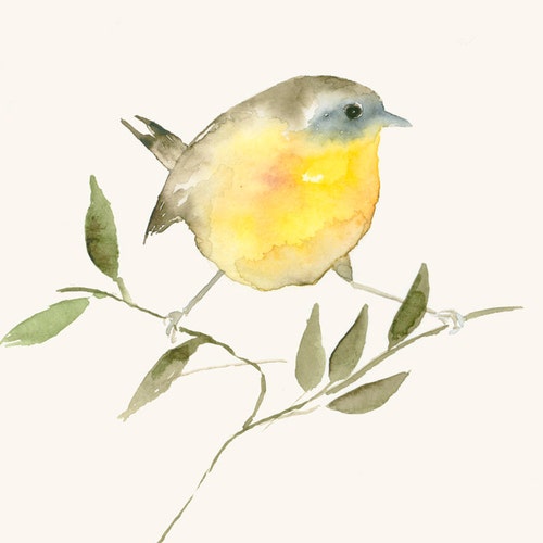 Bird Art Card Blank Greeting Card Golden Bird Etsy