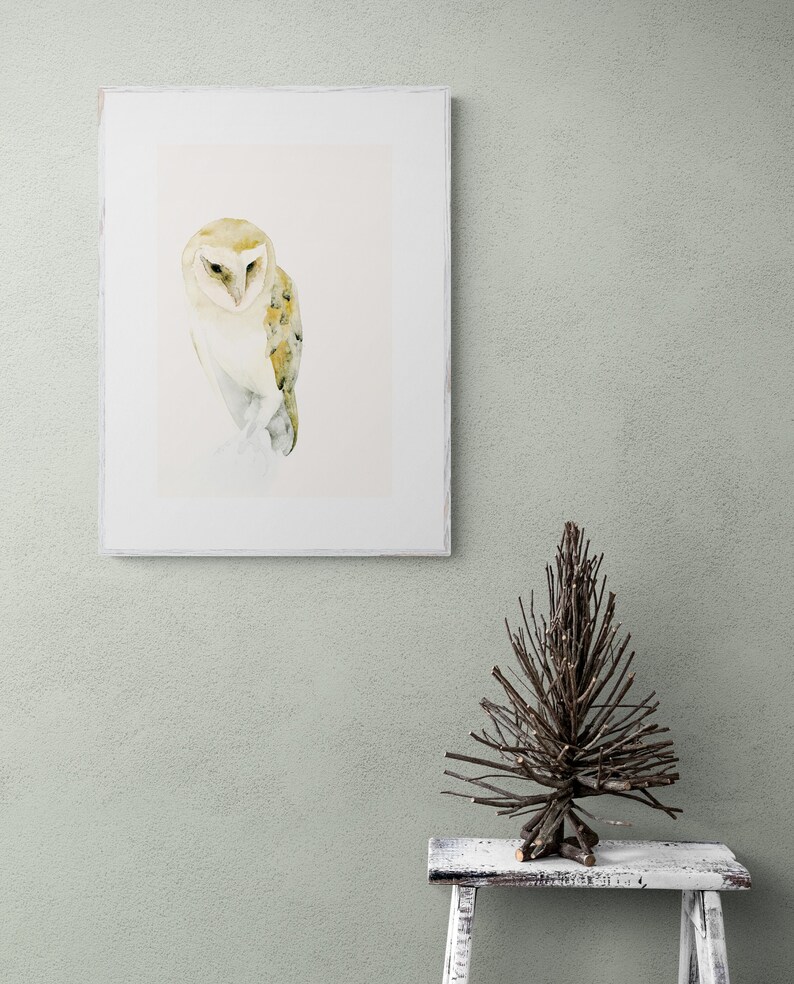 Barn Owl Watercolor Print Bird Wall Art, Gift for Owl Lover image 9