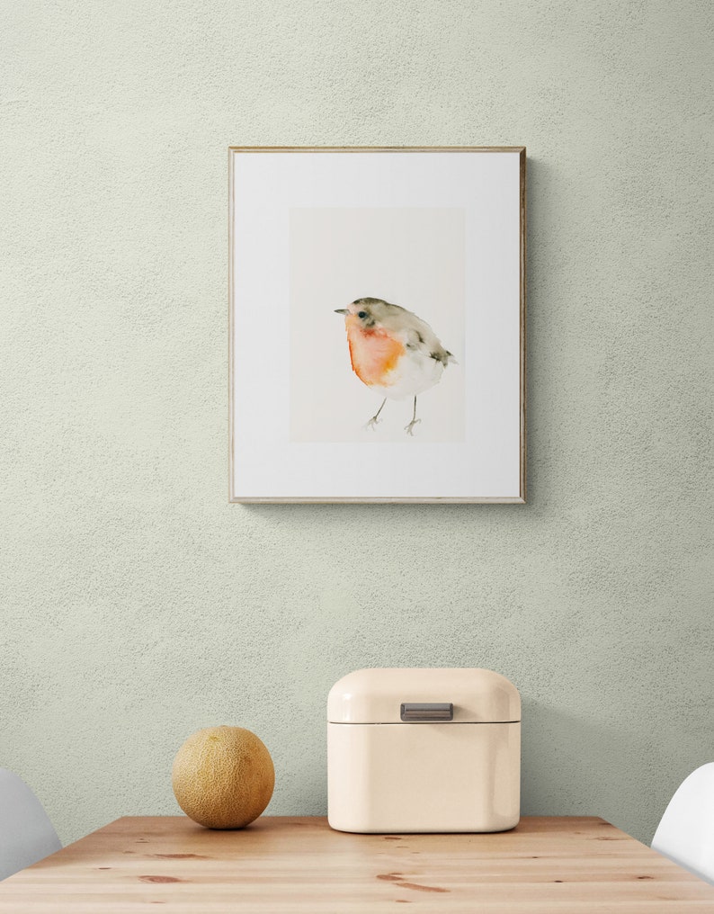 Red Robin Bird Watercolor Art Print image 5