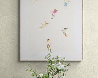 Hummingbirds Watercolor Art Print - Humming Bird Wall Art